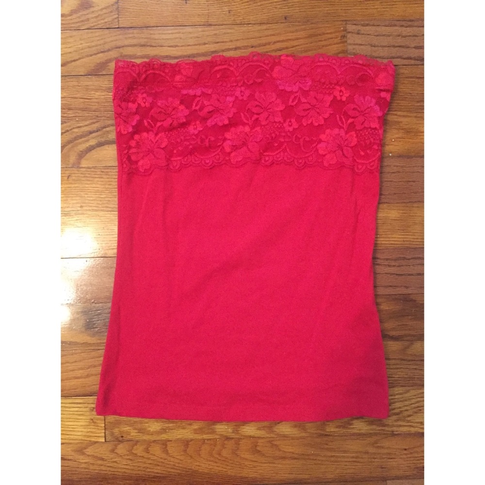 Red lace tube top goth pinup summer